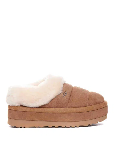Ugg Chestnut Suede Slides Faux Fur In Multi