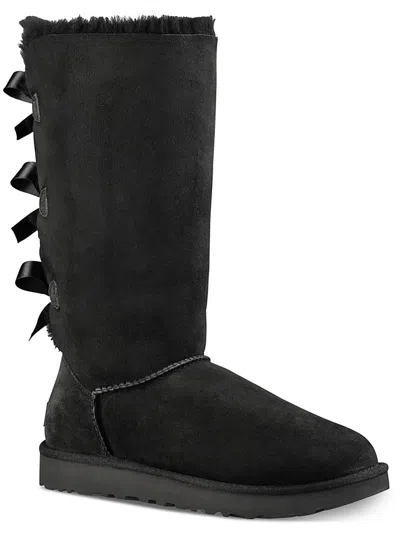 UGG BAILEY BOW II TALL WOMENS SUEDE PULL ON SHEARLING BOOTS