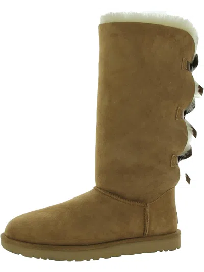 Ugg Bailey Bow Ii Tall Womens Suede Pull On Shearling Boots In Pink