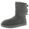 Ugg Bailey Bow Ii Womens Suede Shearling Winter Boots In Grey