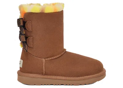 Pre-owned Ugg Bailey Bow Plaid Punk Boot (kids) Sneakers In Chestnut