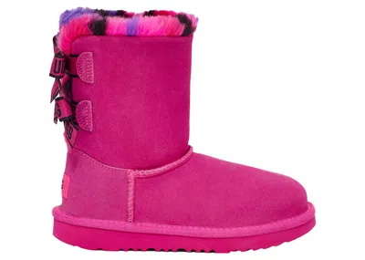 Pre-owned Ugg Bailey Bow Plaid Punk Boot (kids) Sneakers In Rock Rose