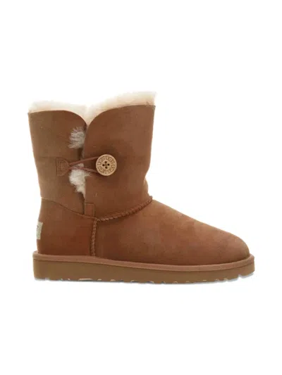 Ugg Kids' Bailey Button-detail Sheepskin Boots In Brown