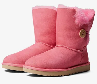 Pre-owned Ugg Bailey Button Ii Flat Mid-calf Boots Pink Rose Twinface Sheepskin Us Size 11