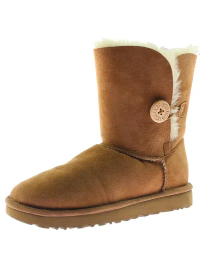 Ugg Bailey Button Ii Womens Suede Fur Lined Casual Boots In Brown