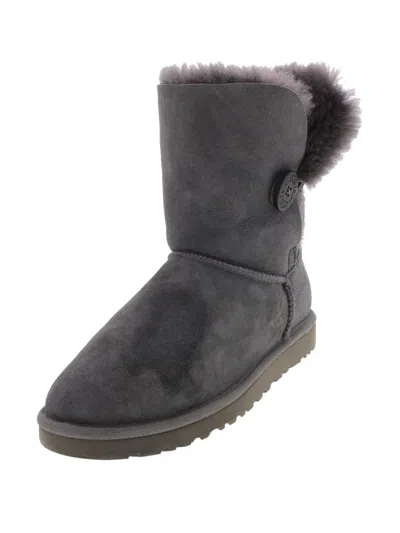 Ugg Bailey Button Womens Suede Lined Casual Boots In Grey