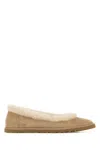 Ugg Zora Brown Ballerinas With Side Lettering Logo In Suede Woman In Neutral