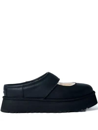 Ugg Bea Adjustable-strap Leather Slipper In Black