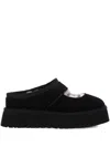 Ugg Round Toe Lace-up Shoes With Platform Sole In Black