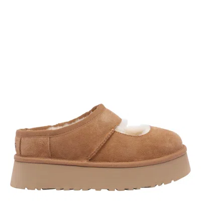 Ugg Suede Platform Sandals With Shearling Lining In Brown