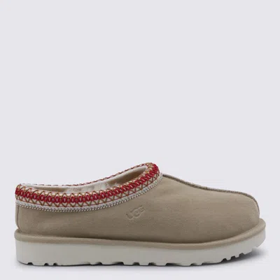 Ugg Beige Leather Tasman Ii Flats In Gray