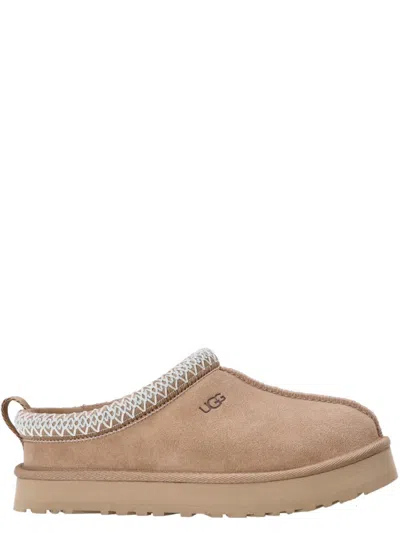 Ugg Beige Logo Slides In Nude