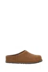 Ugg Matte Finish Smooth Rounded Toe Clogs In Brown