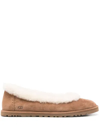 Ugg Beige Slip-on Ballet Flats In Brown