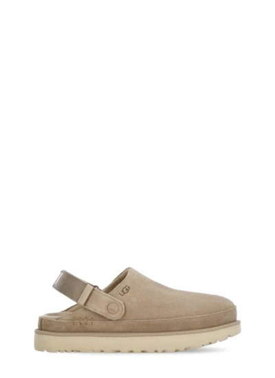 Ugg Beige Suede Leather Slippers In Neutrals