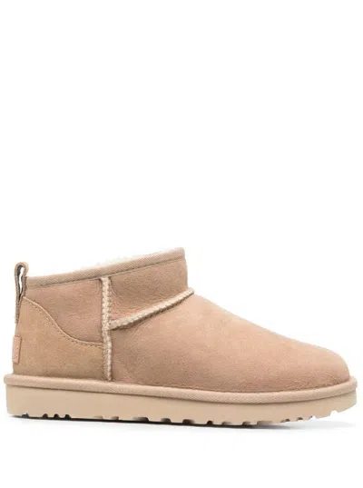 Ugg Beige Ultra Mini Boots In Suede Woman In Multi