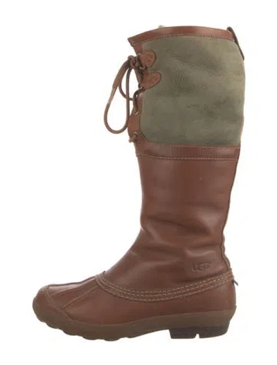 Pre-owned Ugg Belcloud Leather Boots In Brown/neutrals
