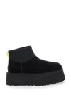 Ugg Black Classic Mini Dipper Ankle Boots With Fabric Insert In Suede Woman In Black