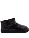 Ugg Classic Ultra Mini Leather Ankle Boots With Plush Lining In Black