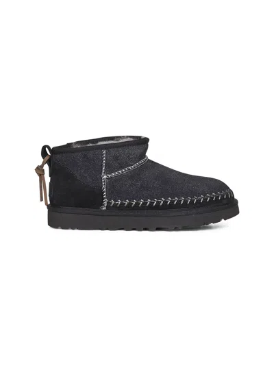 Ugg Black Classic Ultra Mini Biarritz Ankle Boots In Multi