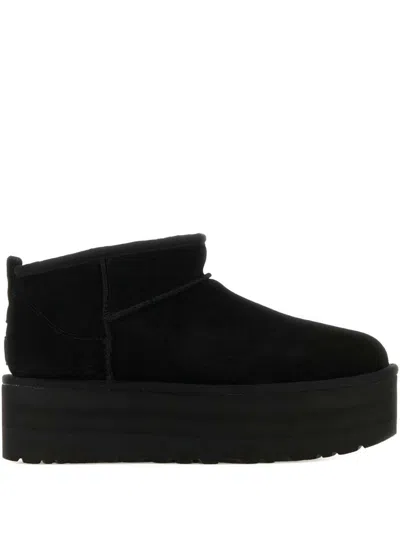 UGG BLACK 'CLASSIC ULTRA MINI' PLATFORM ANKLE BOOTS UGG