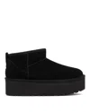Ugg Classic Mini Platform Black Ankle Boots With Platform In Suede Woman In Black