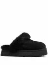 Ugg Disquette Sheepskin Platform Slippers In Black