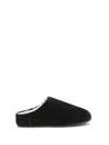 Ugg -style Elea Suede Faux Fur Slip-on Flat Mule In Black