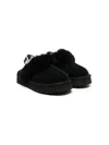 Ugg Funkette Logo-print Suede And Shearling Platform Slippers 6-10 Years In Black