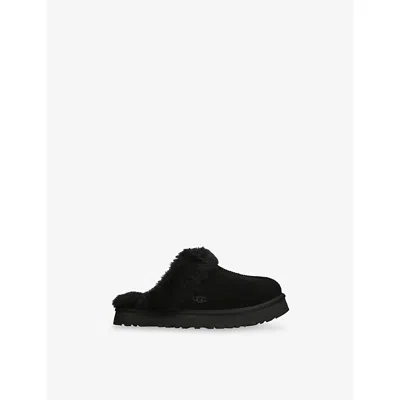 Ugg Black Kids' Disquette Shearling-lined Suede Slippers Eur 36 /3.5 Uk