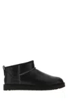 Ugg Classic Ultra Mini Leather Ankle Boots With Plush Lining In Black