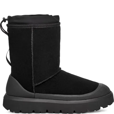 Ugg Black Leather Recycled Wool Boots In Multi