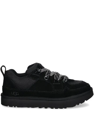 Ugg Lo Lowmel Suede Lace Up Trainers In Black