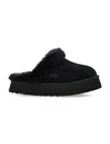 Ugg Plush Lined Black Slip-on Sandals With Thick Sole In Black