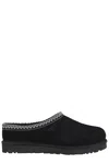 Ugg Tasman Ii Suede Slippers With Wool Lining And Contrast Stitching In Black