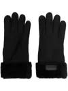 Ugg Black Shearling Gloves With Turn-up Brim In Black