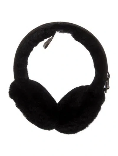 Pre-owned Ugg Black Shearling Sheepskin Earmuffs