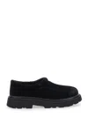 Ugg Lace-up Chunky Sole Round Toe Suede Finish In Black