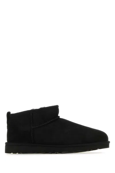 UGG BLACK SUEDE CLASSIC ULTRA MINI ANKLE BOOTS