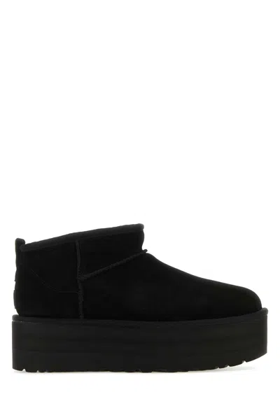 Ugg Black Suede Classic Ultra Mini Platform Ankle Boots