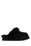 Ugg Plush Lined Black Slip-on Sandals With Thick Sole In Black