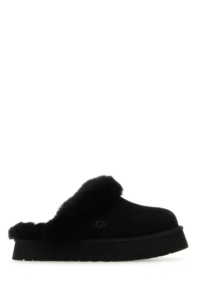 Ugg Black Suede Disquette Slippers