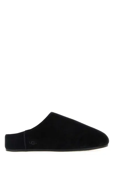 UGG BLACK SUEDE ELEA SLIPPERS