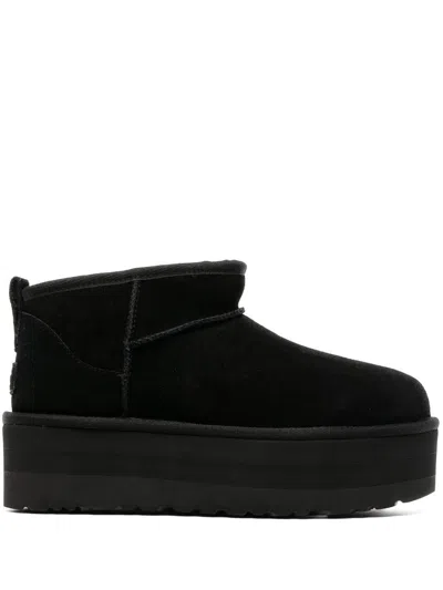 Ugg Black Suede Logo Patch Boots