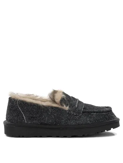 Ugg Black Suede Rubber Loafers In Gray