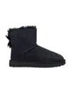 Ugg Black W Mini Bailey Bow Ii Suede Leather Boots In Black
