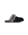 Ugg Women's Scuffette Black Grey Suede Shearling Slippers In Black