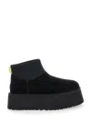 Ugg Black Classic Mini Dipper Ankle Boots With Fabric Insert In Suede Woman In Black