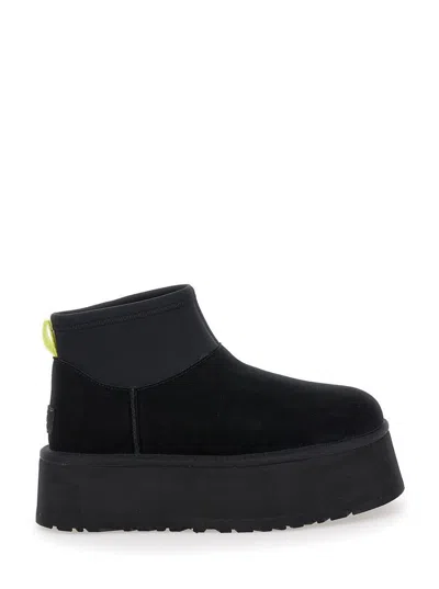 UGG BLACKUGG ‘CLASSIC MINI DIPPER' ANKLE BOOTS WITH FABRIC INSERT