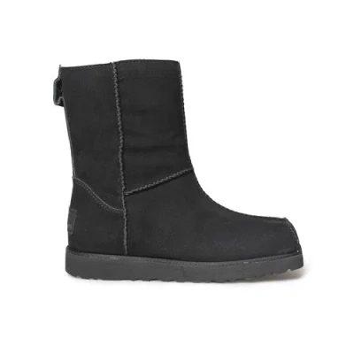 Pre-owned Ugg Block Boot Black Leather Eckhaus Latta Shearling Women's Boots Size Us 6